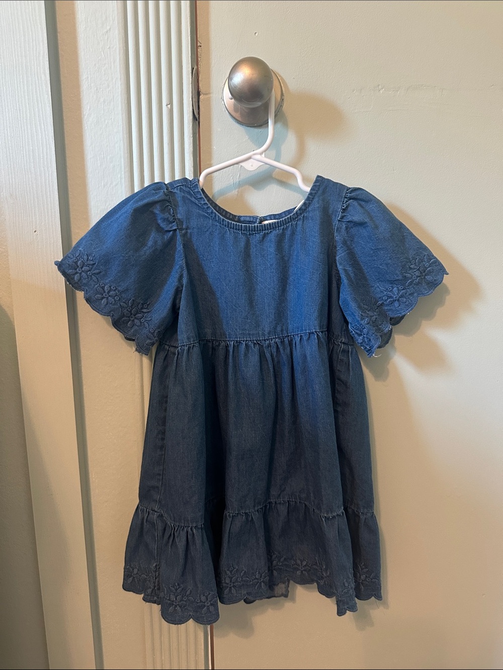 Janie and Jack Denim Blue Eyelet Tiered Dress